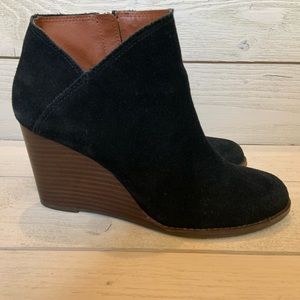 Lucky Brand Black Suede Booties, Size 8